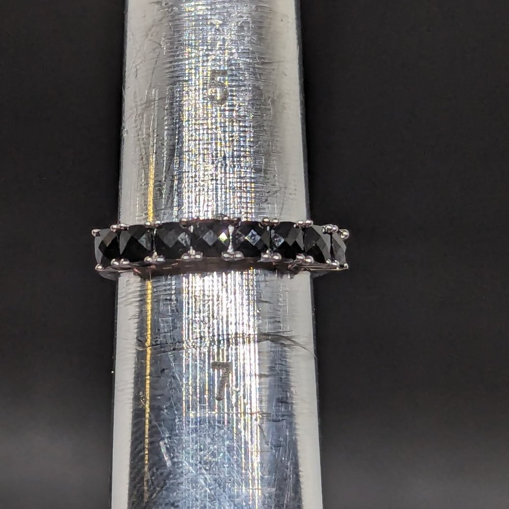 Gorgeous Faceted Black Spinel and Sterling